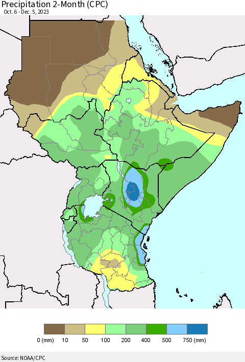 Eastern Africa Precipitation 2-Month (CPC) Thematic Map For 10/6/2023 - 12/5/2023
