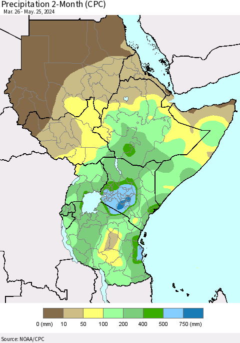 Eastern Africa Precipitation 2-Month (CPC) Thematic Map For 3/26/2024 - 5/25/2024