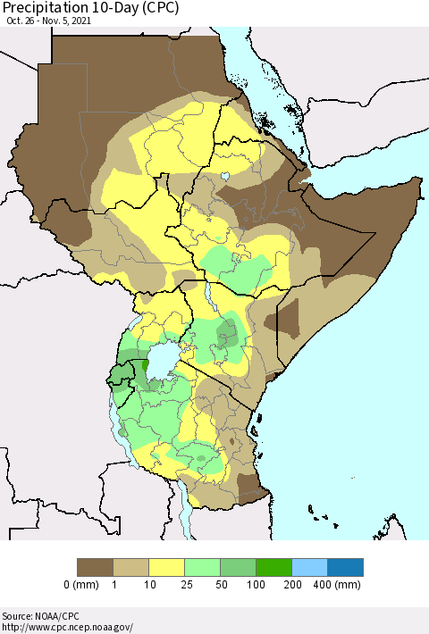 Eastern Africa Precipitation 10-Day (CPC) Thematic Map For 10/26/2021 - 11/5/2021