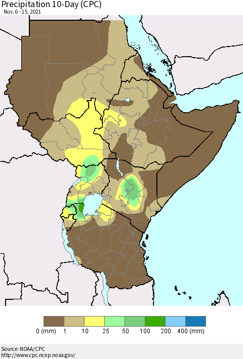 Eastern Africa Precipitation 10-Day (CPC) Thematic Map For 11/6/2021 - 11/15/2021