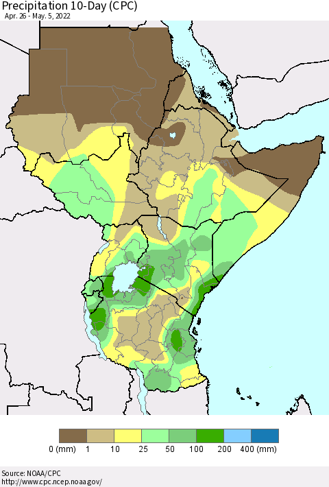 Eastern Africa Precipitation 10-Day (CPC) Thematic Map For 4/26/2022 - 5/5/2022