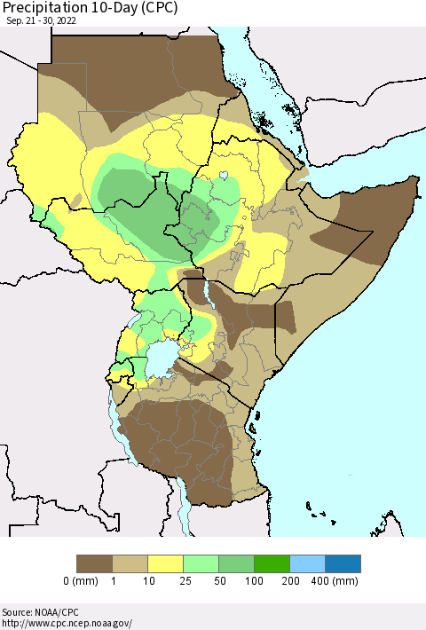 Eastern Africa Precipitation 10-Day (CPC) Thematic Map For 9/21/2022 - 9/30/2022