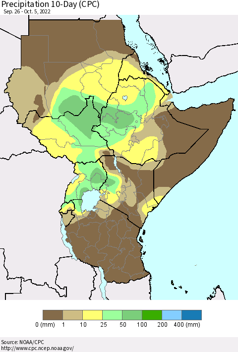 Eastern Africa Precipitation 10-Day (CPC) Thematic Map For 9/26/2022 - 10/5/2022