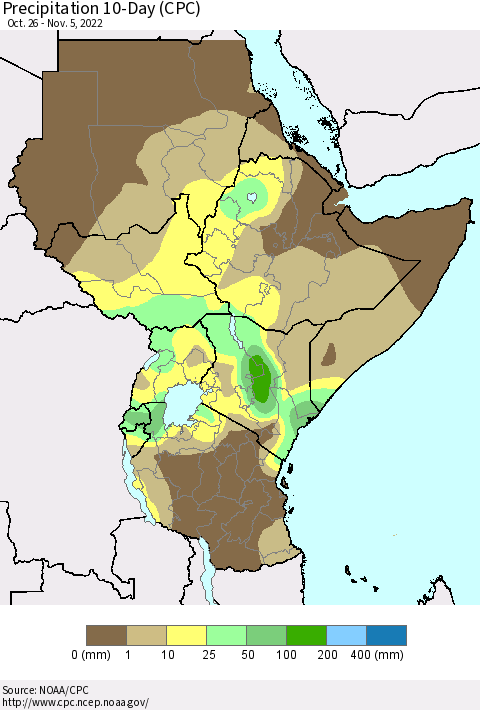 Eastern Africa Precipitation 10-Day (CPC) Thematic Map For 10/26/2022 - 11/5/2022