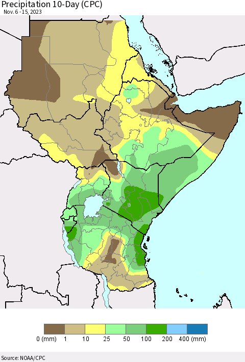 Eastern Africa Precipitation 10-Day (CPC) Thematic Map For 11/6/2023 - 11/15/2023
