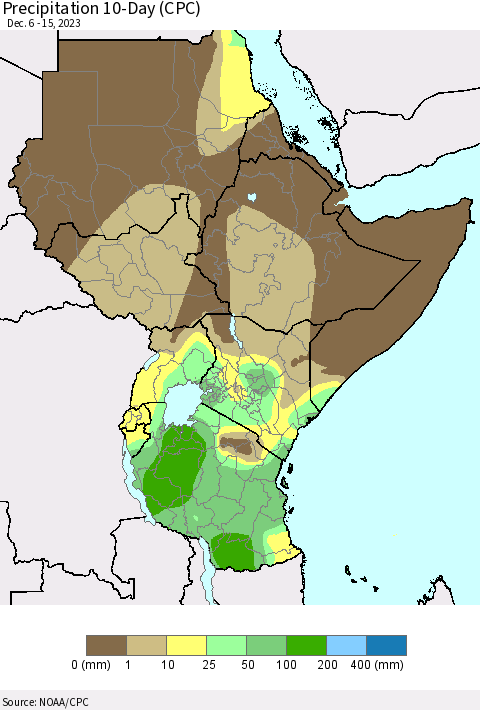 Eastern Africa Precipitation 10-Day (CPC) Thematic Map For 12/6/2023 - 12/15/2023