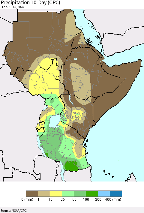 Eastern Africa Precipitation 10-Day (CPC) Thematic Map For 2/6/2024 - 2/15/2024