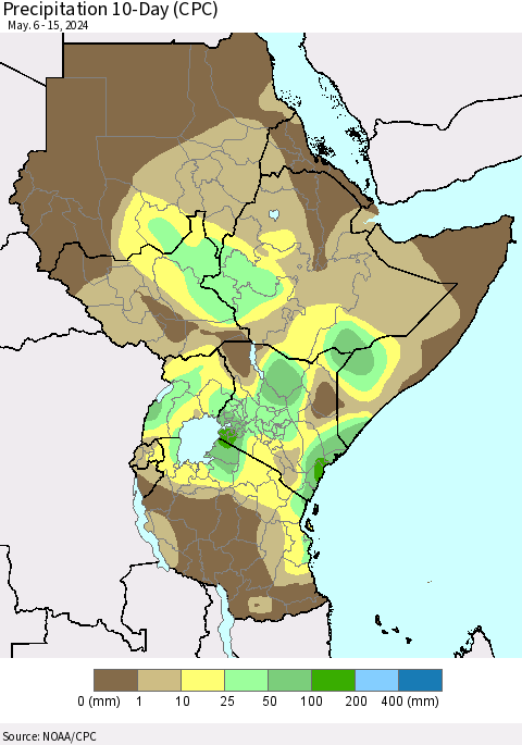 Eastern Africa Precipitation 10-Day (CPC) Thematic Map For 5/6/2024 - 5/15/2024