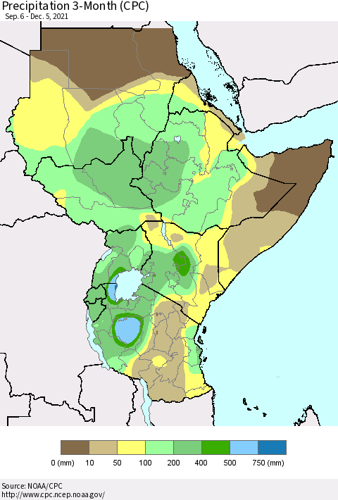 Eastern Africa Precipitation 3-Month (CPC) Thematic Map For 9/6/2021 - 12/5/2021