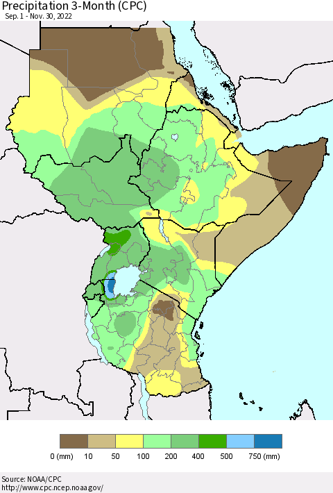 Eastern Africa Precipitation 3-Month (CPC) Thematic Map For 9/1/2022 - 11/30/2022