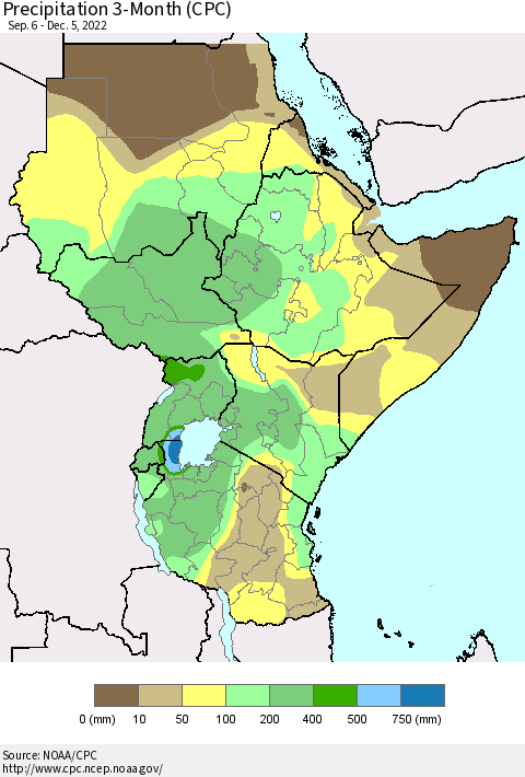 Eastern Africa Precipitation 3-Month (CPC) Thematic Map For 9/6/2022 - 12/5/2022