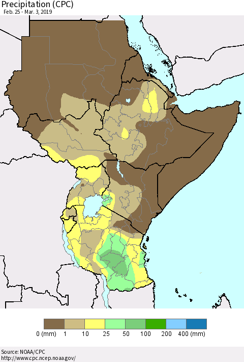 Eastern Africa Precipitation (CPC) Thematic Map For 2/25/2019 - 3/3/2019
