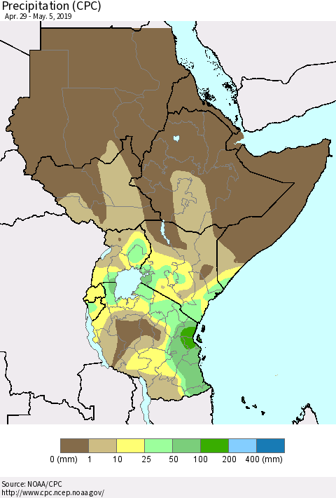 Eastern Africa Precipitation (CPC) Thematic Map For 4/29/2019 - 5/5/2019