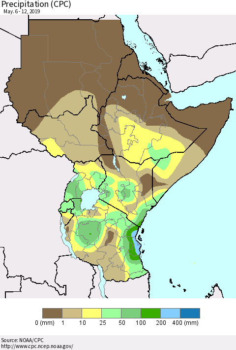 Eastern Africa Precipitation (CPC) Thematic Map For 5/6/2019 - 5/12/2019