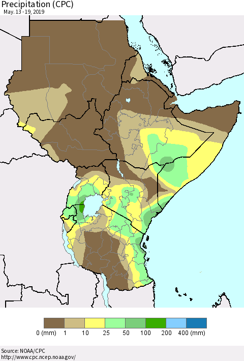 Eastern Africa Precipitation (CPC) Thematic Map For 5/13/2019 - 5/19/2019