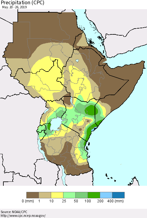 Eastern Africa Precipitation (CPC) Thematic Map For 5/20/2019 - 5/26/2019