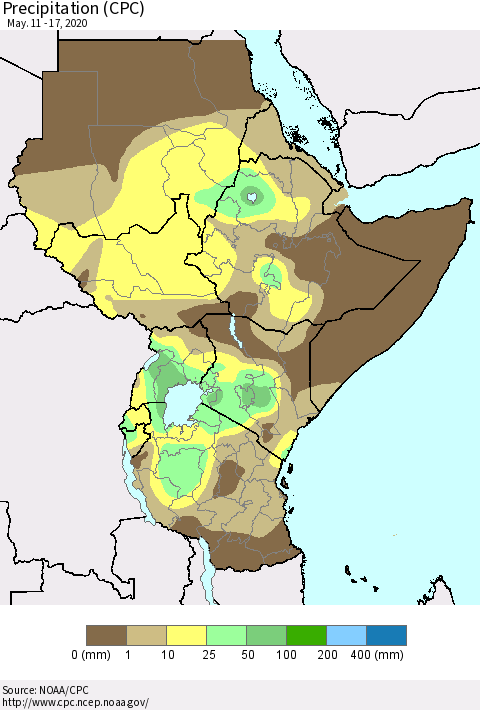 Eastern Africa Precipitation (CPC) Thematic Map For 5/11/2020 - 5/17/2020