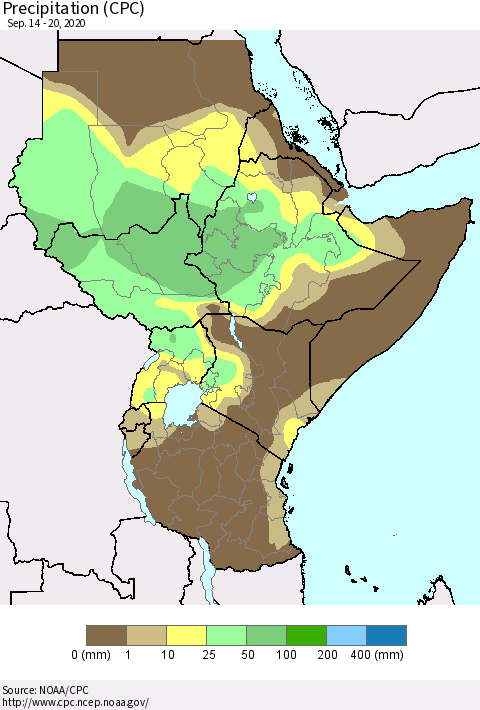 Eastern Africa Precipitation (CPC) Thematic Map For 9/14/2020 - 9/20/2020