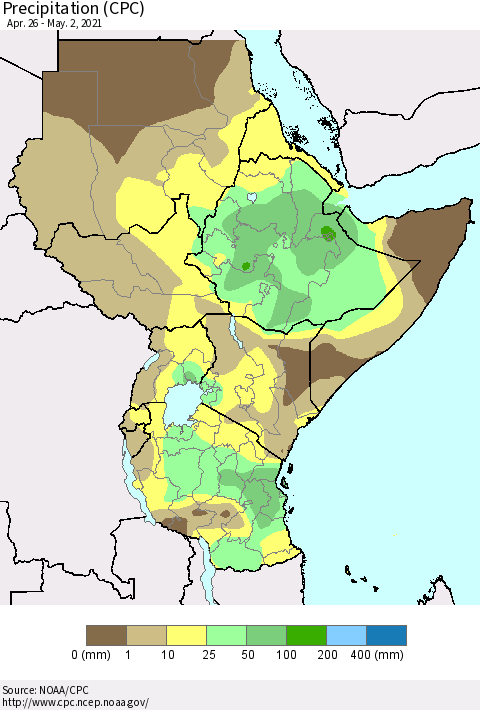 Eastern Africa Precipitation (CPC) Thematic Map For 4/26/2021 - 5/2/2021