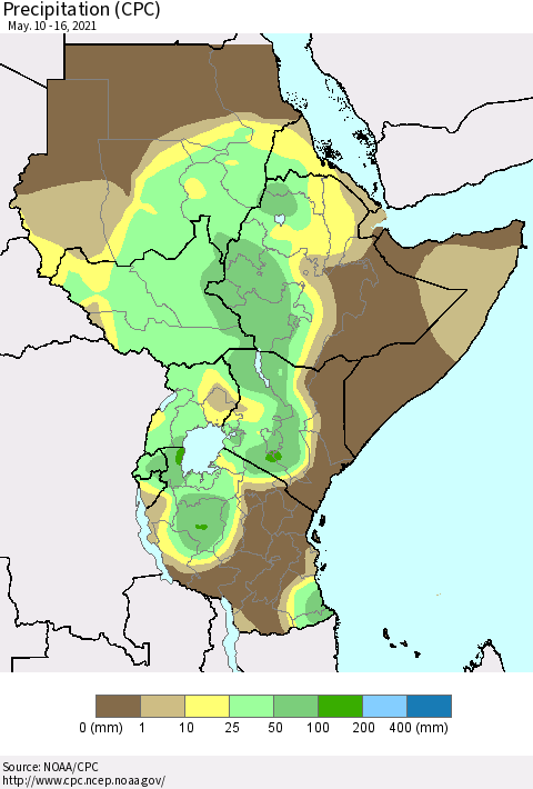 Eastern Africa Precipitation (CPC) Thematic Map For 5/10/2021 - 5/16/2021