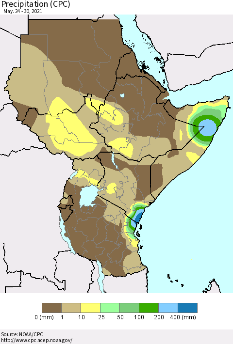 Eastern Africa Precipitation (CPC) Thematic Map For 5/24/2021 - 5/30/2021