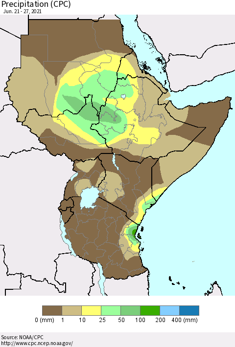 Eastern Africa Precipitation (CPC) Thematic Map For 6/21/2021 - 6/27/2021