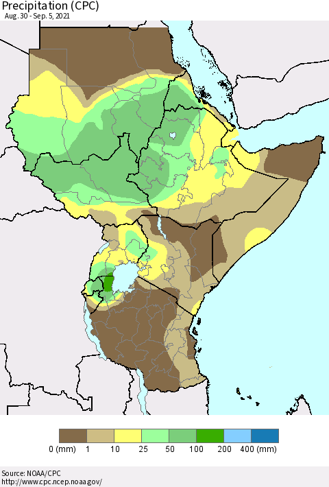 Eastern Africa Precipitation (CPC) Thematic Map For 8/30/2021 - 9/5/2021