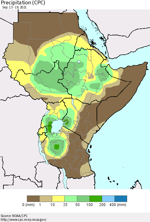 Eastern Africa Precipitation (CPC) Thematic Map For 9/13/2021 - 9/19/2021
