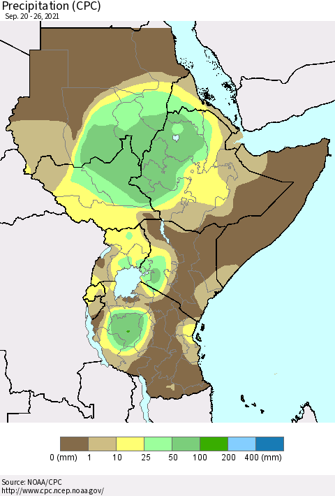 Eastern Africa Precipitation (CPC) Thematic Map For 9/20/2021 - 9/26/2021