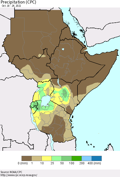 Eastern Africa Precipitation (CPC) Thematic Map For 10/18/2021 - 10/24/2021