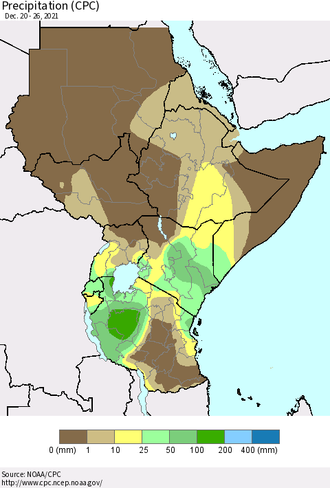 Eastern Africa Precipitation (CPC) Thematic Map For 12/20/2021 - 12/26/2021