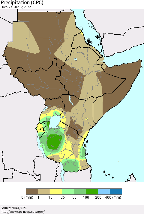 Eastern Africa Precipitation (CPC) Thematic Map For 12/27/2021 - 1/2/2022