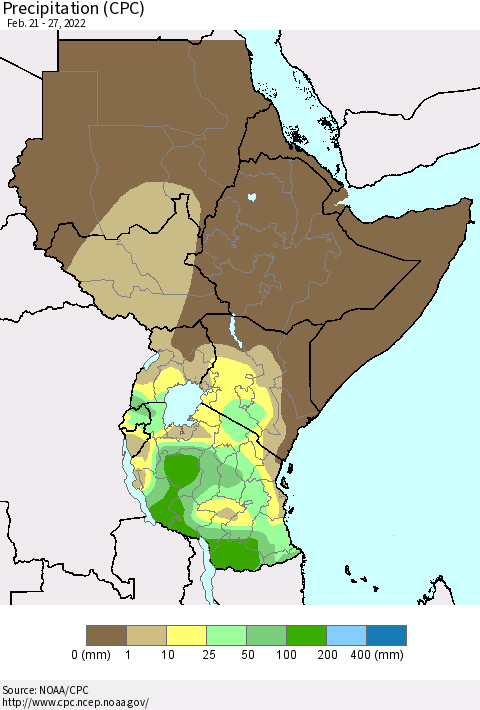 Eastern Africa Precipitation (CPC) Thematic Map For 2/21/2022 - 2/27/2022