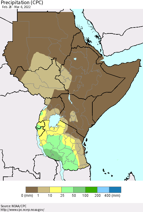 Eastern Africa Precipitation (CPC) Thematic Map For 2/28/2022 - 3/6/2022