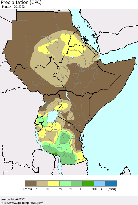 Eastern Africa Precipitation (CPC) Thematic Map For 3/14/2022 - 3/20/2022