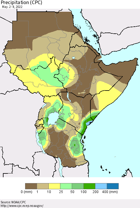 Eastern Africa Precipitation (CPC) Thematic Map For 5/2/2022 - 5/8/2022