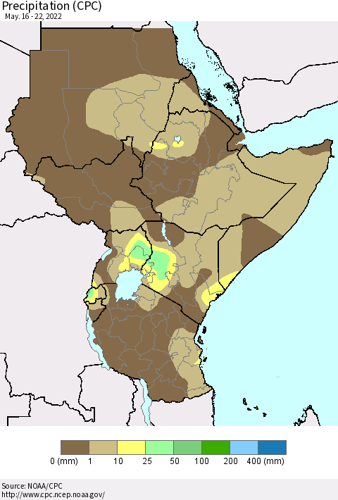 Eastern Africa Precipitation (CPC) Thematic Map For 5/16/2022 - 5/22/2022