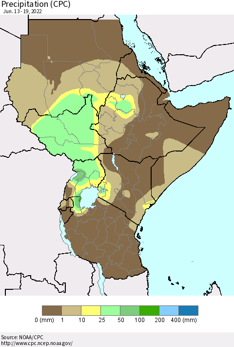 Eastern Africa Precipitation (CPC) Thematic Map For 6/13/2022 - 6/19/2022