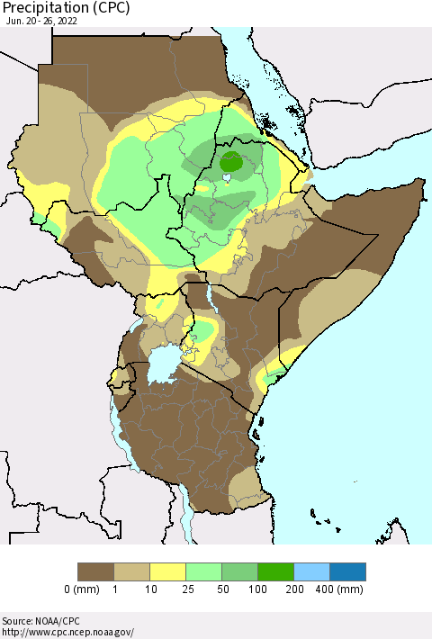 Eastern Africa Precipitation (CPC) Thematic Map For 6/20/2022 - 6/26/2022