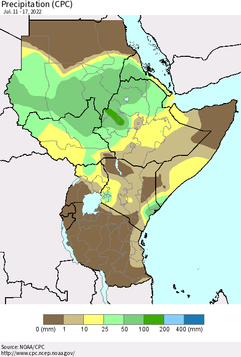 Eastern Africa Precipitation (CPC) Thematic Map For 7/11/2022 - 7/17/2022