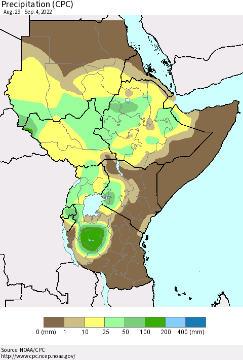 Eastern Africa Precipitation (CPC) Thematic Map For 8/29/2022 - 9/4/2022