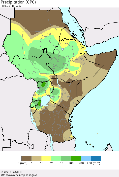 Eastern Africa Precipitation (CPC) Thematic Map For 9/12/2022 - 9/18/2022