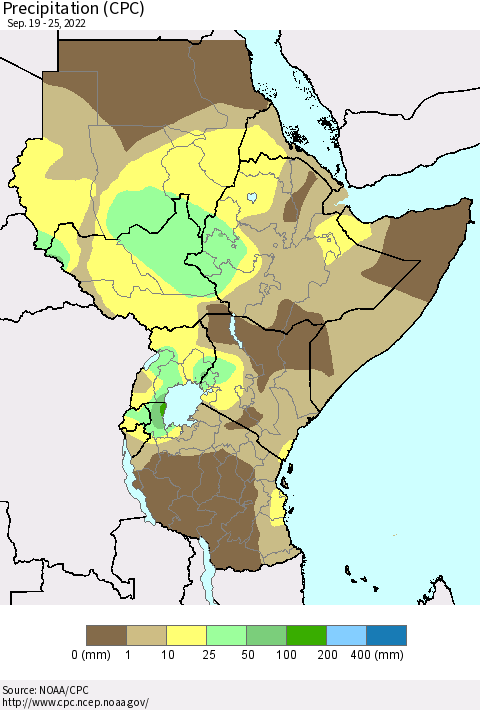 Eastern Africa Precipitation (CPC) Thematic Map For 9/19/2022 - 9/25/2022