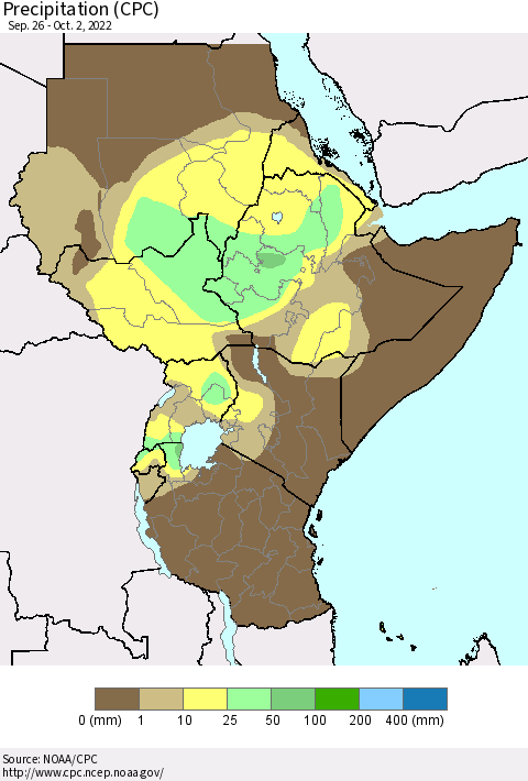 Eastern Africa Precipitation (CPC) Thematic Map For 9/26/2022 - 10/2/2022