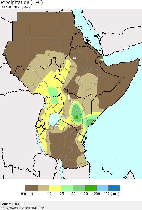 Eastern Africa Precipitation (CPC) Thematic Map For 10/31/2022 - 11/6/2022