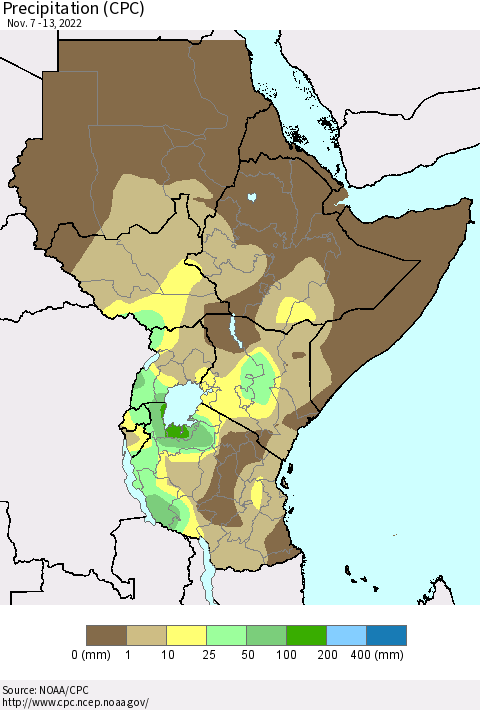 Eastern Africa Precipitation (CPC) Thematic Map For 11/7/2022 - 11/13/2022