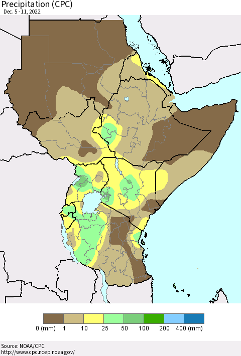 Eastern Africa Precipitation (CPC) Thematic Map For 12/5/2022 - 12/11/2022