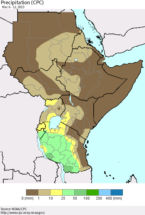 Eastern Africa Precipitation (CPC) Thematic Map For 3/6/2023 - 3/12/2023