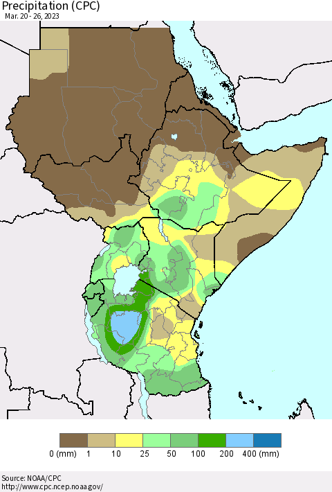Eastern Africa Precipitation (CPC) Thematic Map For 3/20/2023 - 3/26/2023