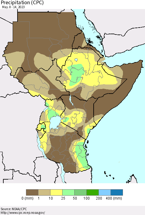 Eastern Africa Precipitation (CPC) Thematic Map For 5/8/2023 - 5/14/2023